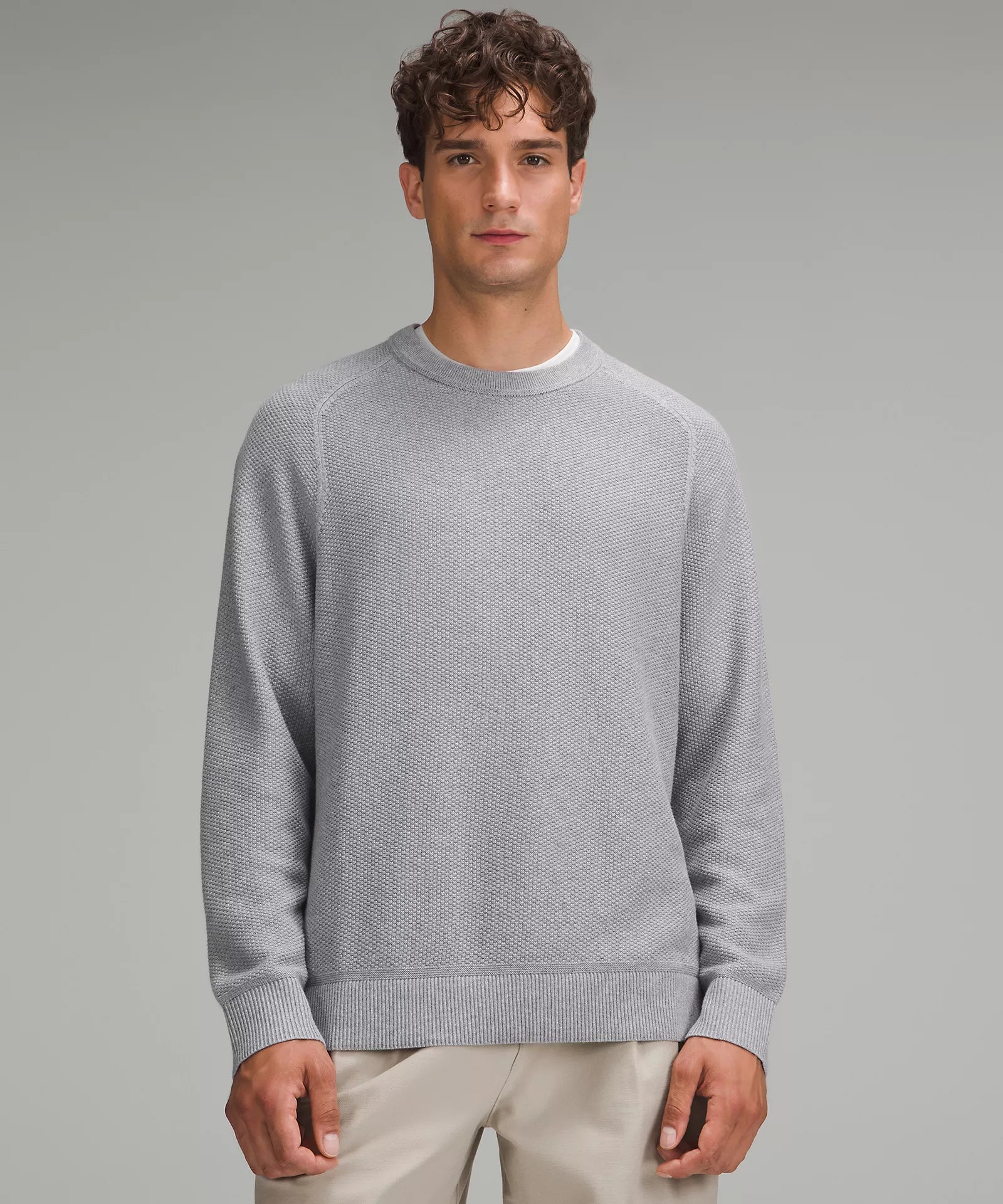 Textured Knit Crewneck Sweater