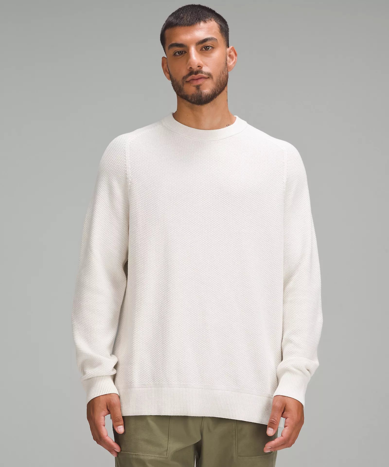 Textured Knit Crewneck Sweater