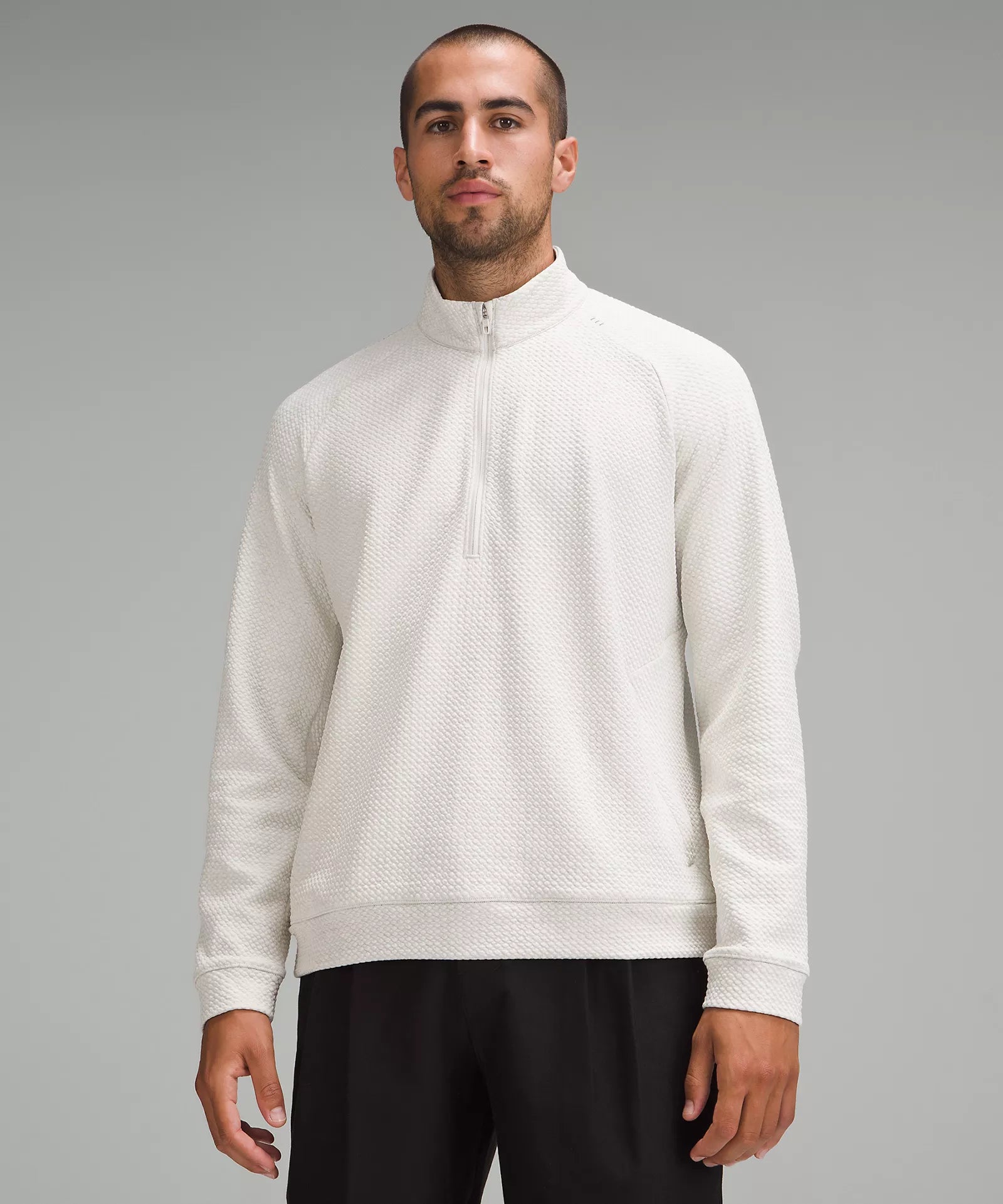 Textured Double-Knit Cotton Half Zip