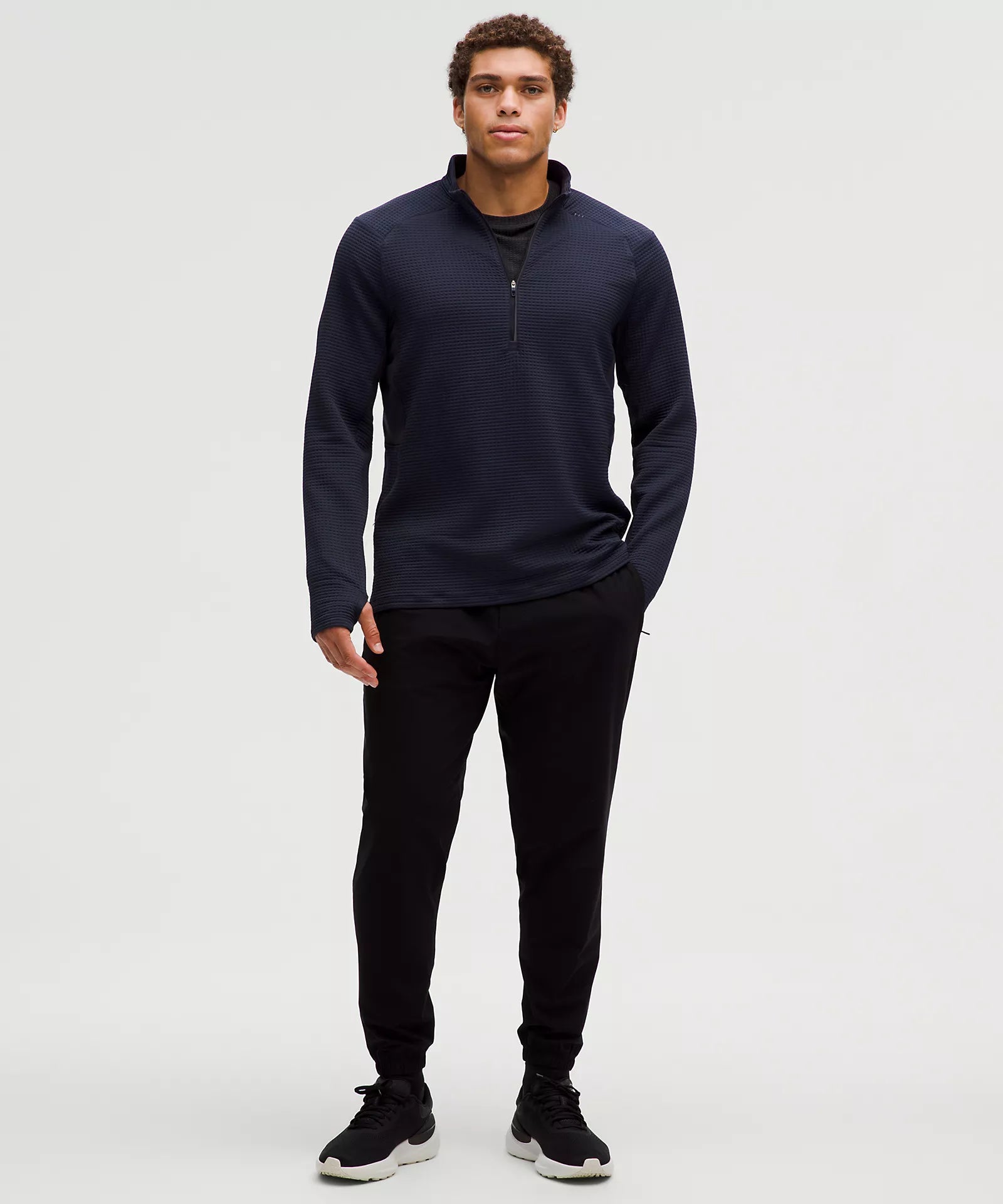 Waffle-Knit Half Zip