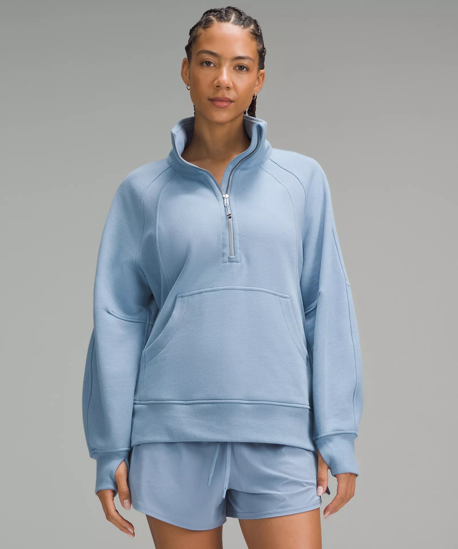 Scuba Oversized Funnel-Neck Half Zip Long